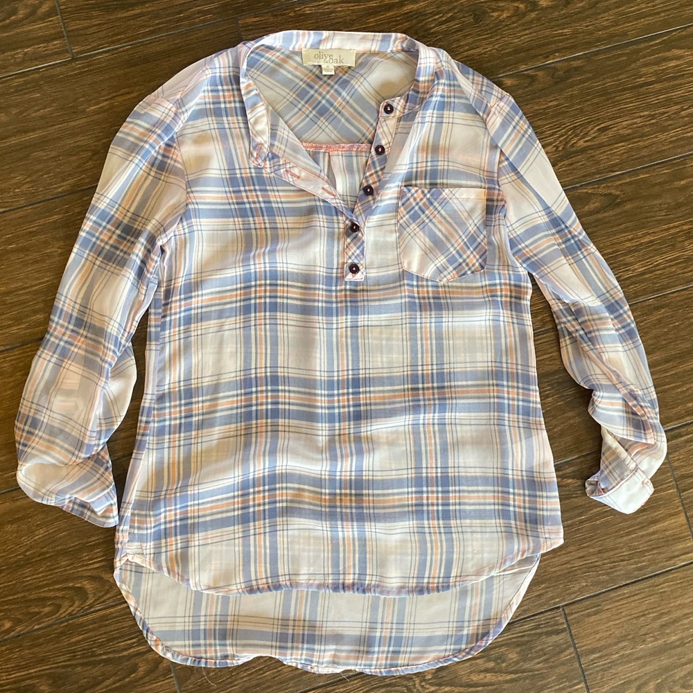 Plaid Sheer Blouse S
